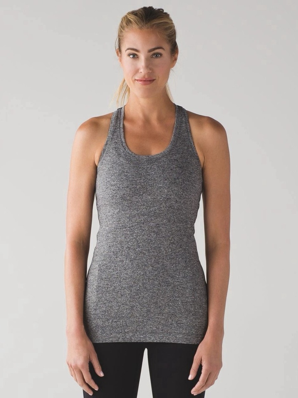 Lululemon Cool Racerback tank top Heathered Black Size 8/M GUC